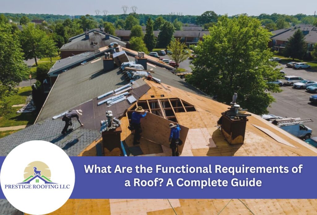 Professional roofers installing new roof on residential building with exposed plywood