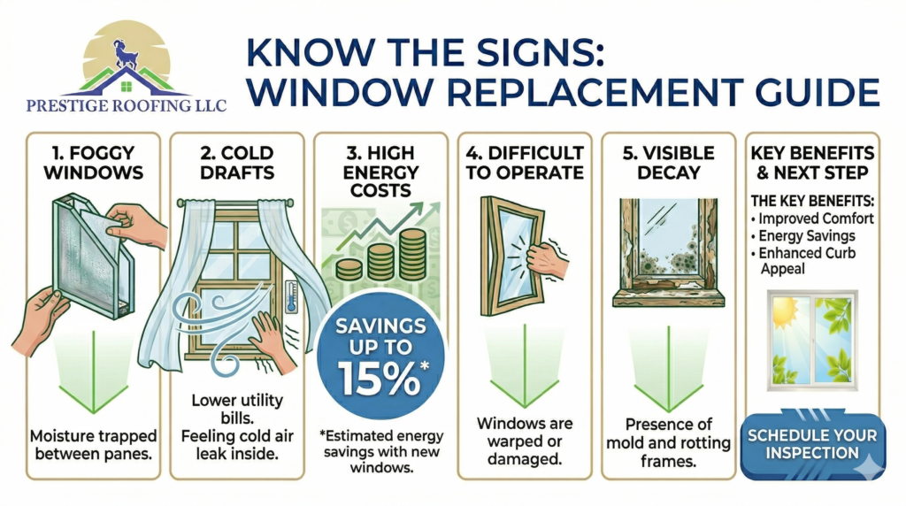 Window replacement guide identifying key signs for needing new windows.