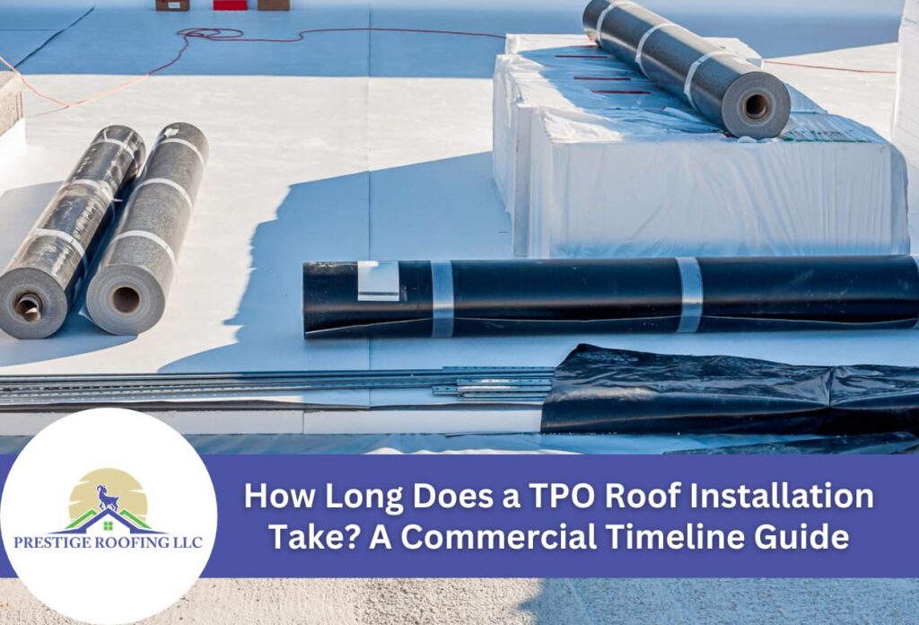 TPO roofing materials on a commercial building rooftop