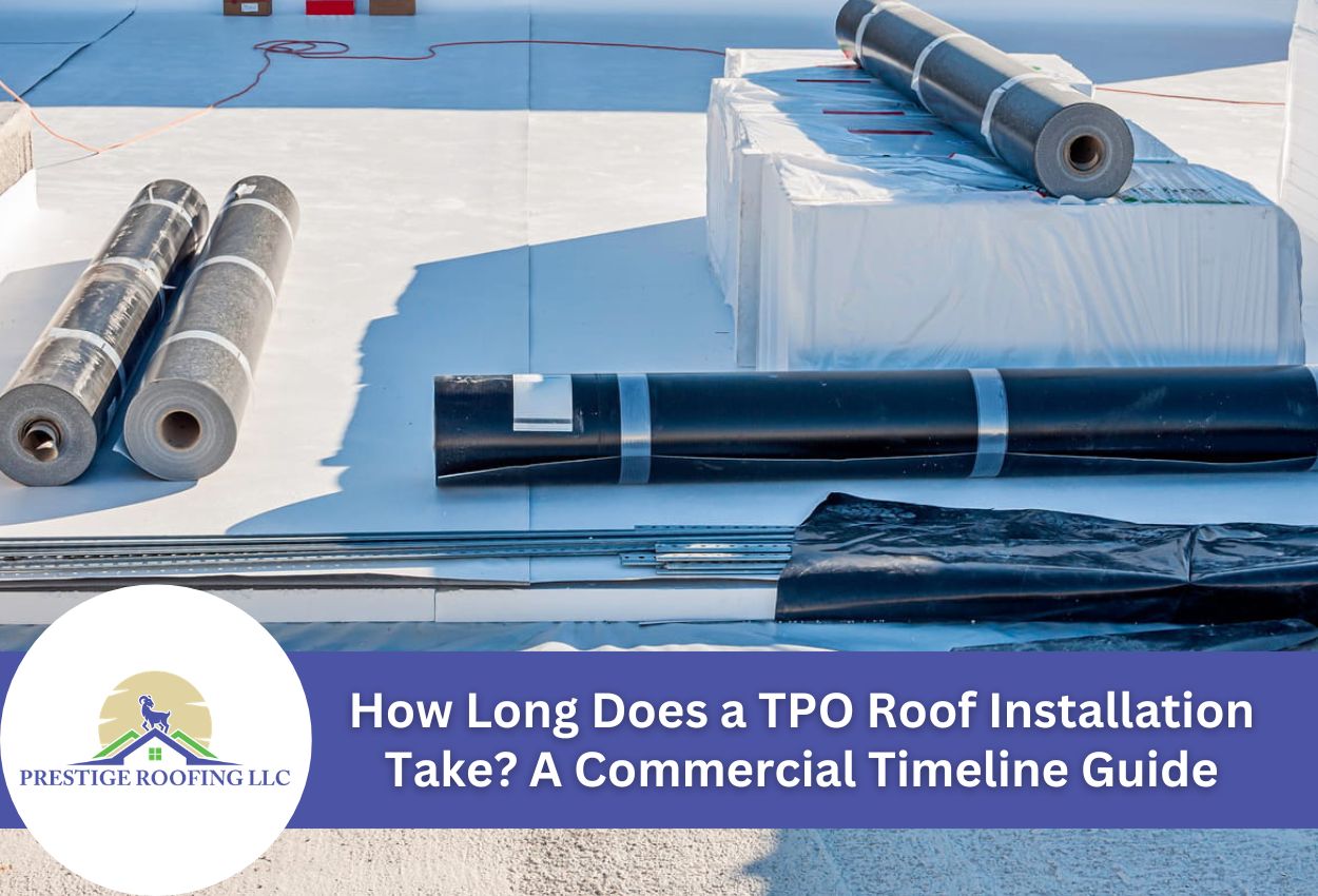 TPO roofing materials on a commercial building rooftop