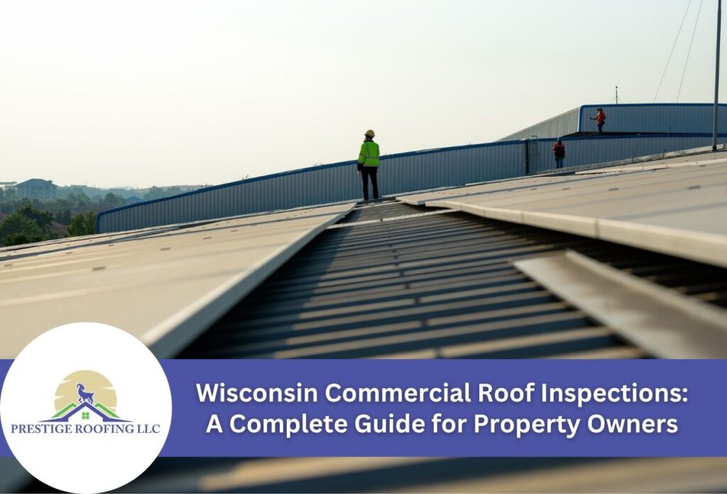 Inspector on industrial roof conducting a commercial safety check.